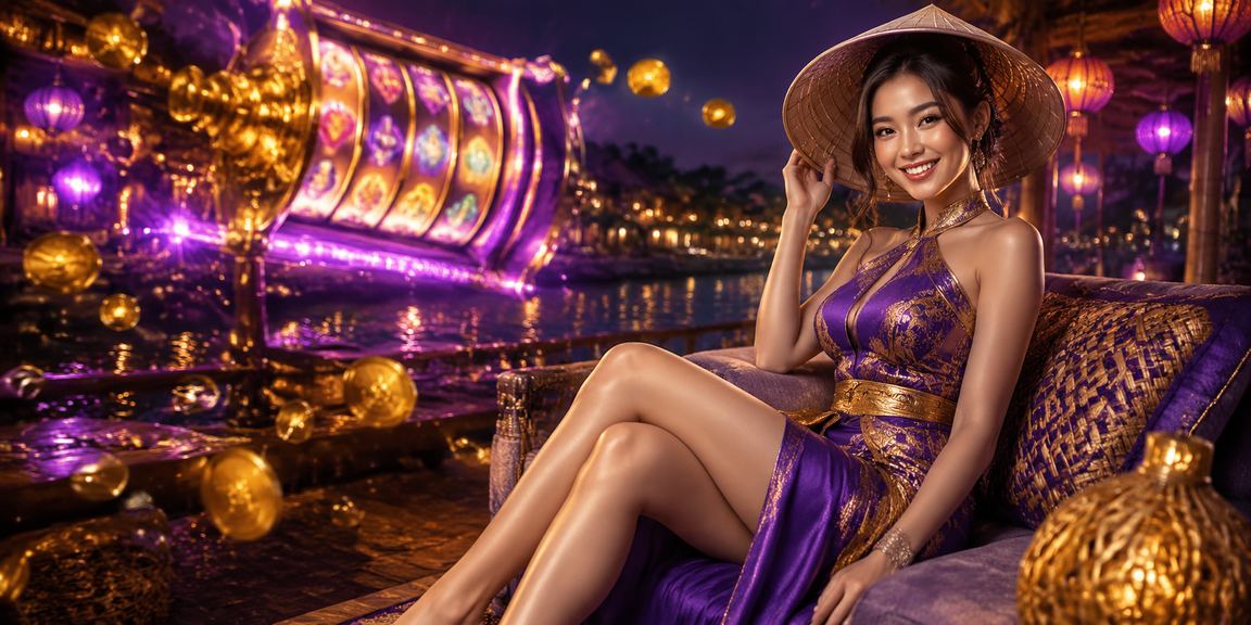 Người chơi slot game tại Hội An với nón lá truyền thống – trải nghiệm giải trí địa phương đặc sắc